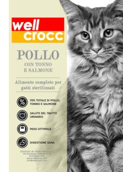 Wellcrocc Gatto Adult Sterilized Intenditori Pollo Tonno Salmone Kg1.5