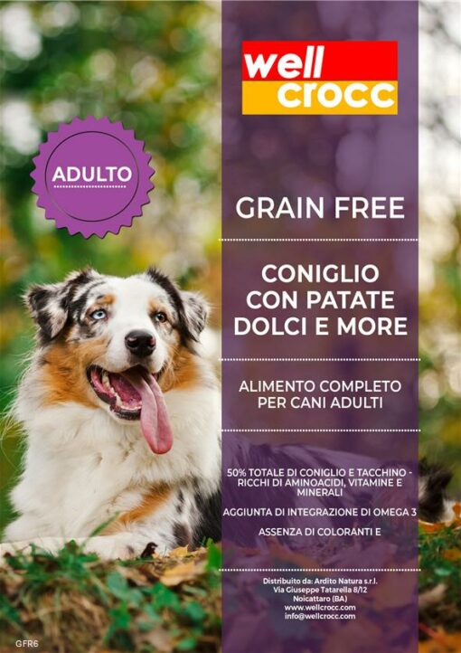 Wellcrocc Cane Medium Adult Grain Free Coniglio Patata Dolce More Kg2