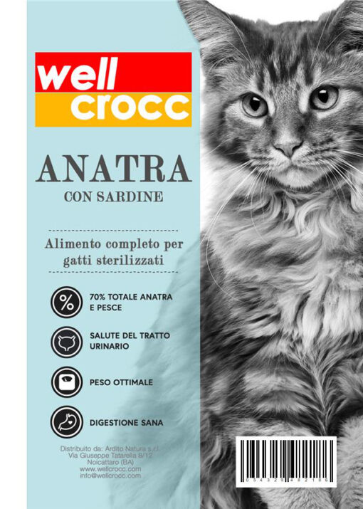 Wellcrocc Intenditori Sterilizzato Anatra con Sardine Kg 1,5