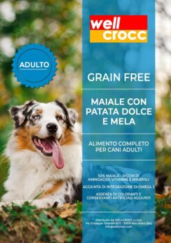 Wellcrocc Cane Medium Adult Grain Free Maiale Patata Dolce Mela Kg12